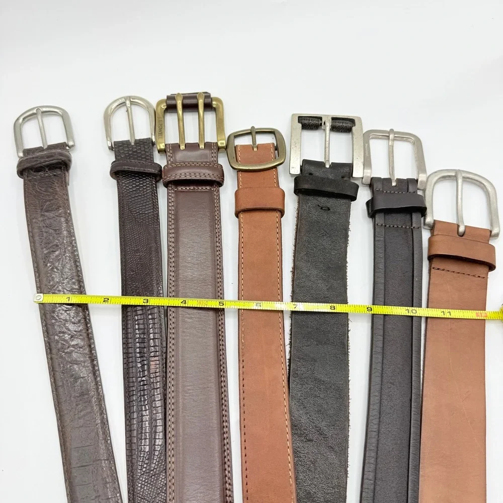 Mens‎ Leather Belt Lot 7pc Ermenegildo Zegna J.L. Powell J.Crew Duluth Size 40